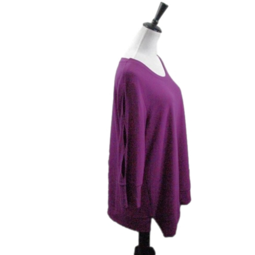 H by Halston Cranberry 3/4 Length Cut Out Sleeve Tunic Size XL
